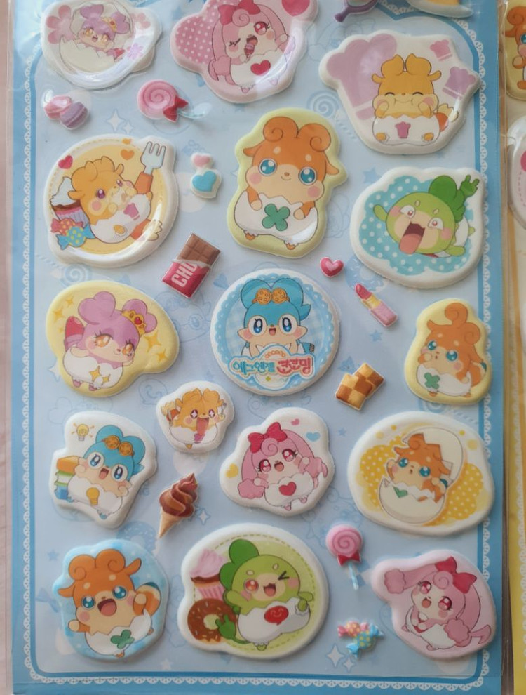 미개봉) 2종 에그엔젤 코코밍 뽀송뽀송 스티커 다꾸 문방구 캐릭터 추억 고전문구 고전완구 빈티지 다이어리 캐릭터 이미지