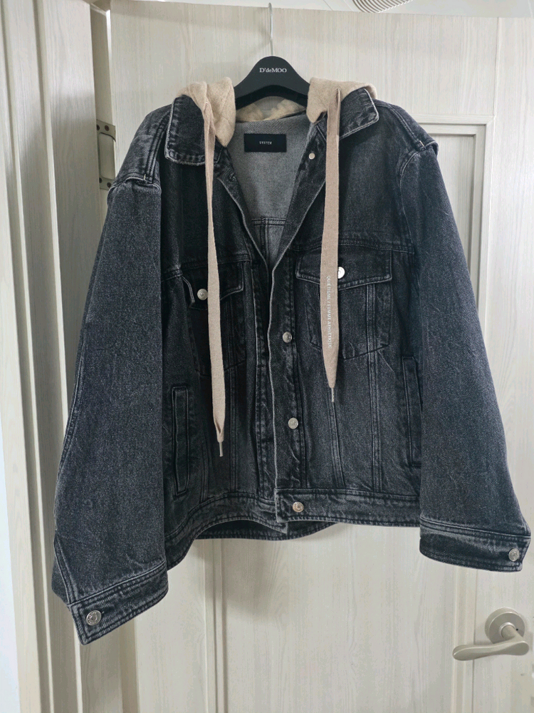 시스템 오버핏 청자켓--1