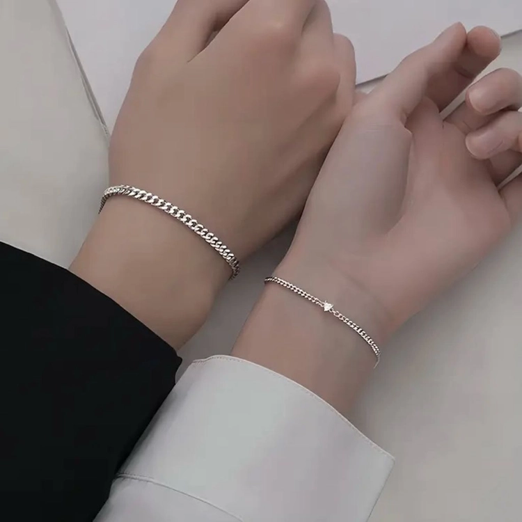 남녀공용 스테인리스 팔찌 1+1 세트 커플팔찌 이미지