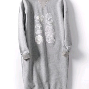 회색 털실 프린팅 얇은 기모안감 롱 맨투맨 원피스(중고상품) 이미지