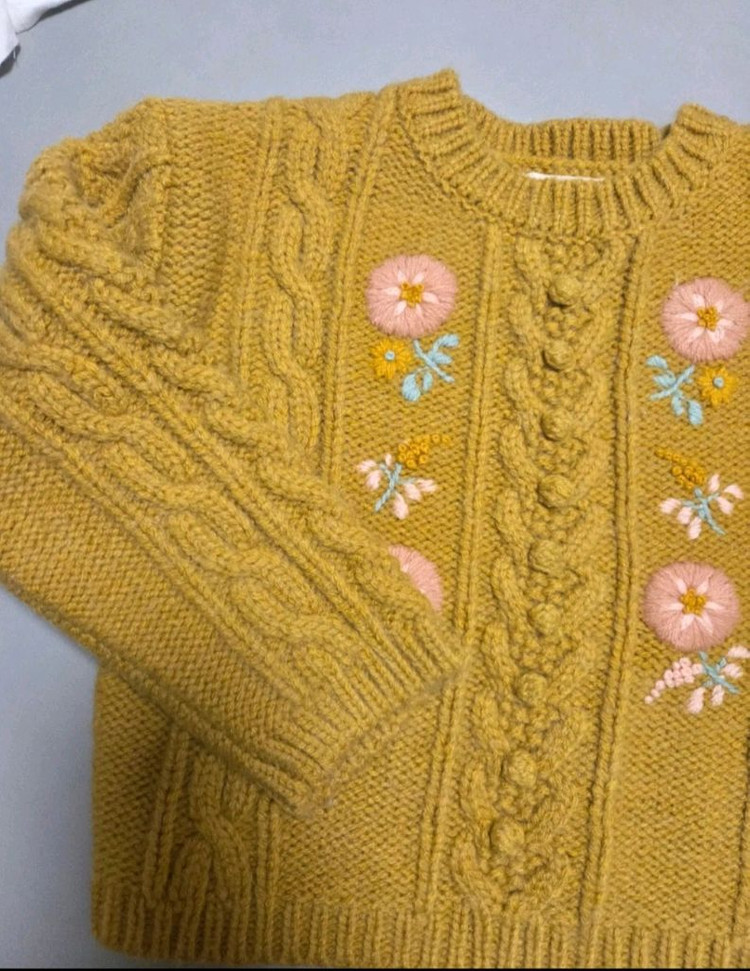 루이스미샤 플라워누빔자켓 플라워자수니트 이미지