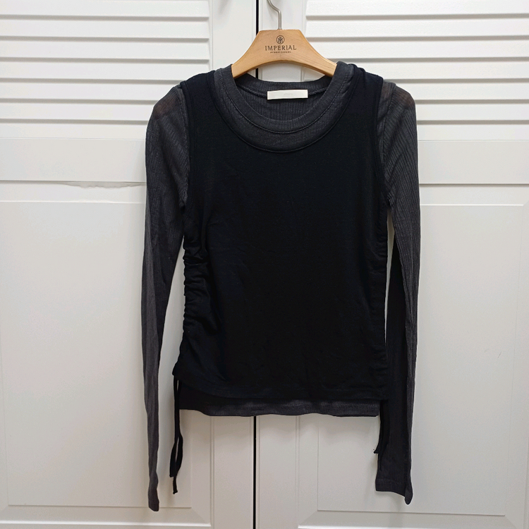 (미착용) 아위 ahwe 레이어드 티셔츠 네이비--1