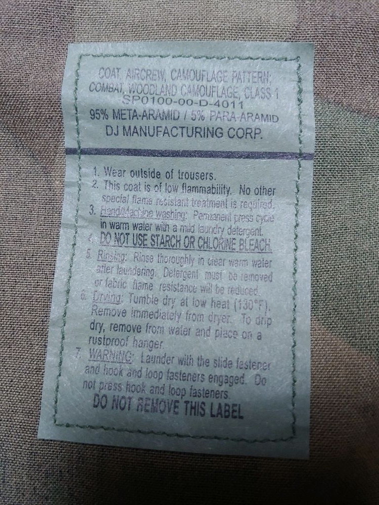 미군 공군 우드랜드 항공기 승무원 전투복 상의 텍달린 새제품 이미지