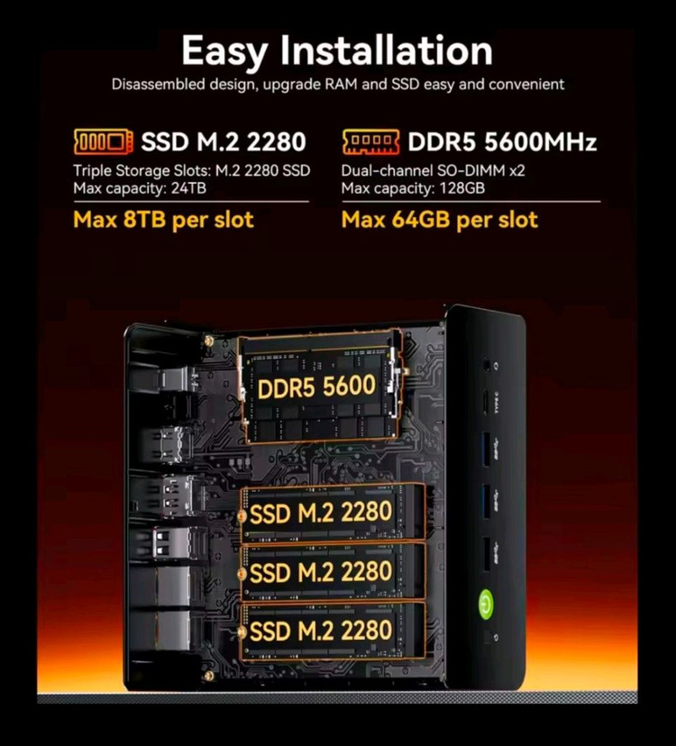 GMKtec K12 미니 PC Ryzen 7 H 255 베어본 이미지