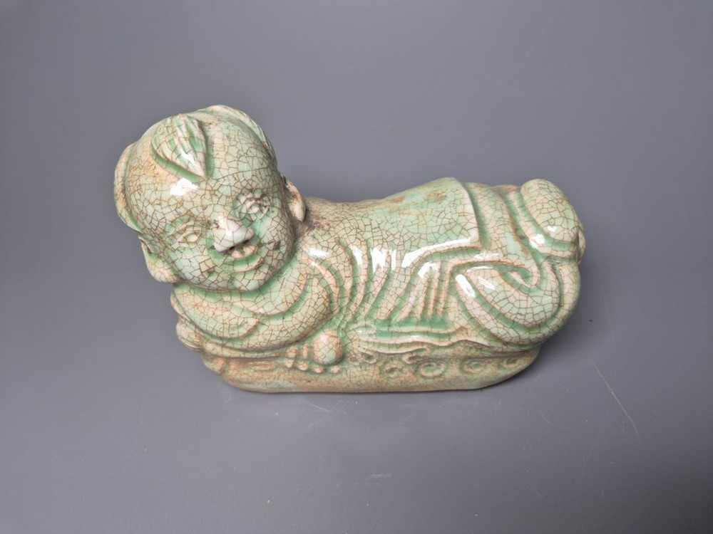 송대 청자 빙렬문 영아형 침 배게 중국도자기 골동품 고미술품 수집품 이미지