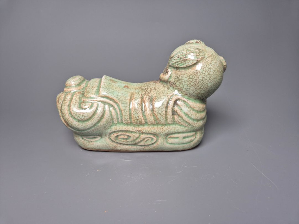 송대 청자 빙렬문 영아형 침 배게 중국도자기 골동품 고미술품 수집품 이미지