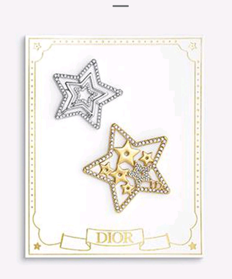 (미사용새제품) 디올 홀리데이 에디션 별 모양 헤어 클립 2종 화이트 천파우치--1