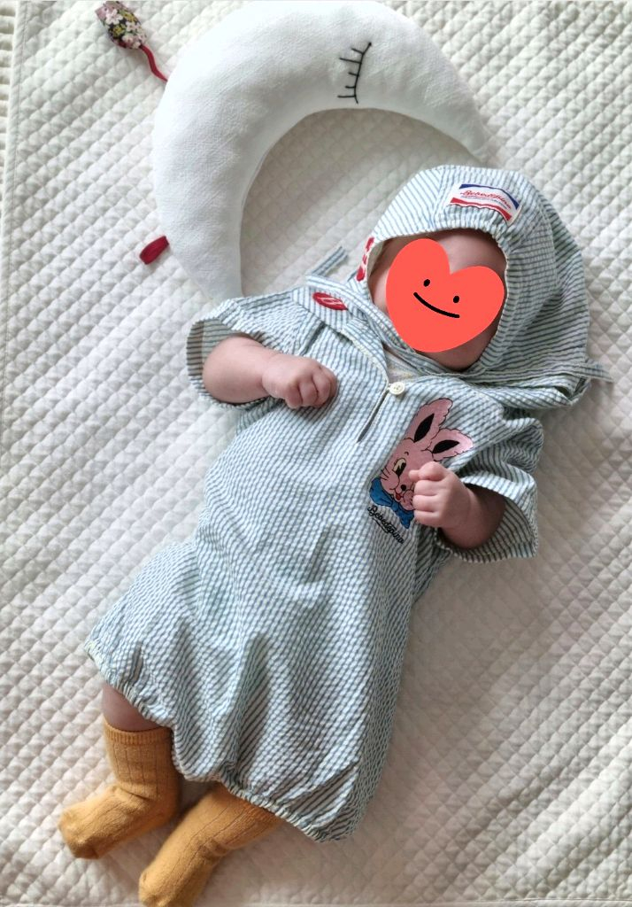 베베드피노 로즈라팡 바디수트 90 + 모자M 세트 (착샷O) 이미지