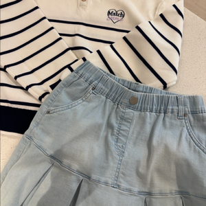 sfit 봄 세일러니트 데님치마바지 셋트 140