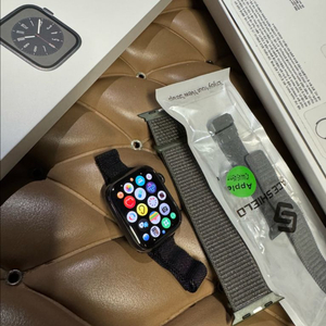 애플워치8 45mm 그레파이트스틸+애케플 이미지