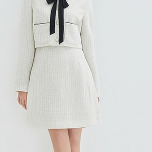 로엠 트위드 배색 카라 원피스 M 새상품 이미지