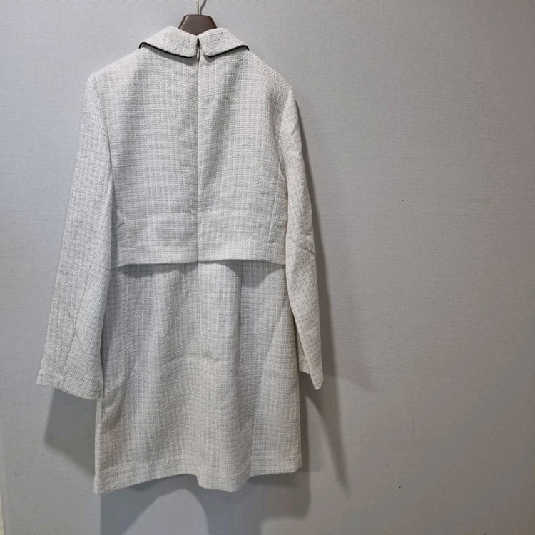 로엠 트위드 배색 카라 원피스 M 새상품 이미지