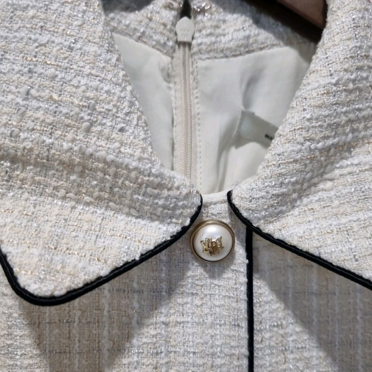 로엠 트위드 배색 카라 원피스 M 새상품 이미지