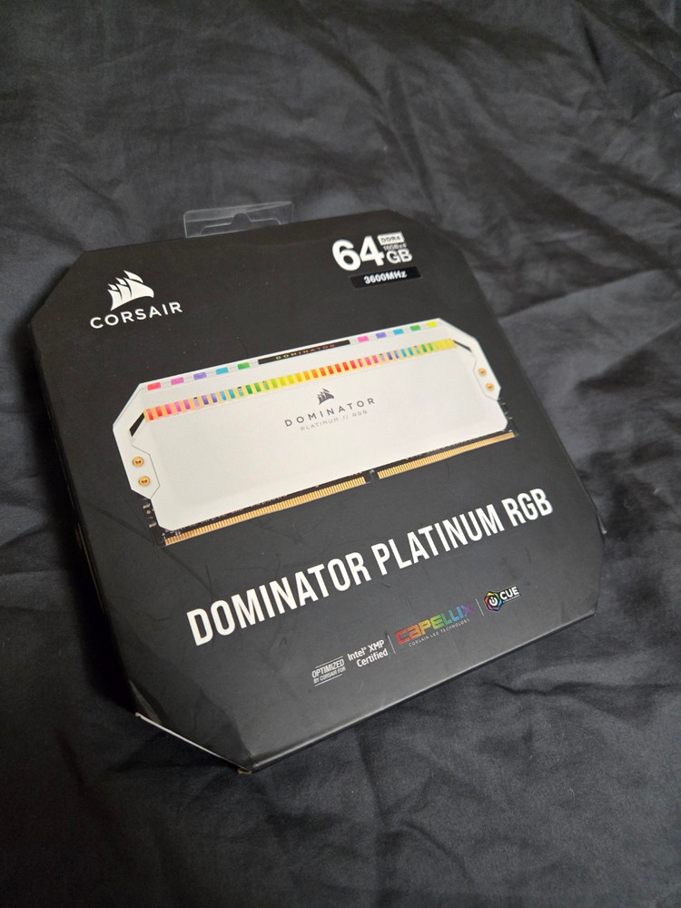 커세어 튜닝램 도미네이터 64GB(풀뱅크)풀박 / DDR4 3600 18-19-19-39 이미지