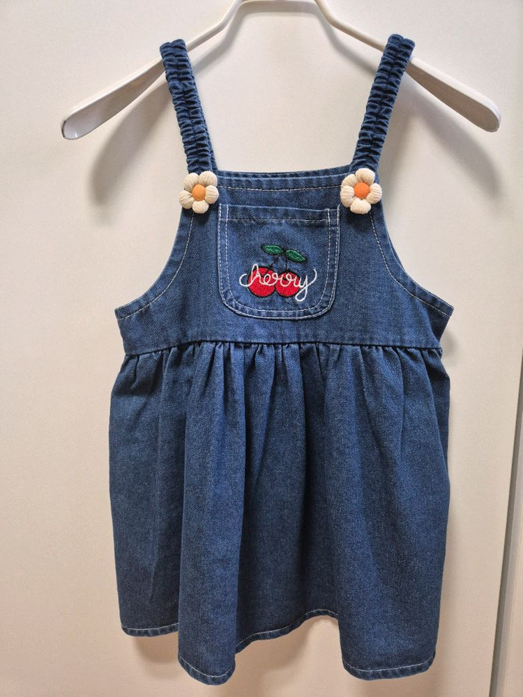 여아 데님원피스 벌룬티셔츠 일괄 100-110사이즈 키즈 데님 멜빵바지 원피스--2