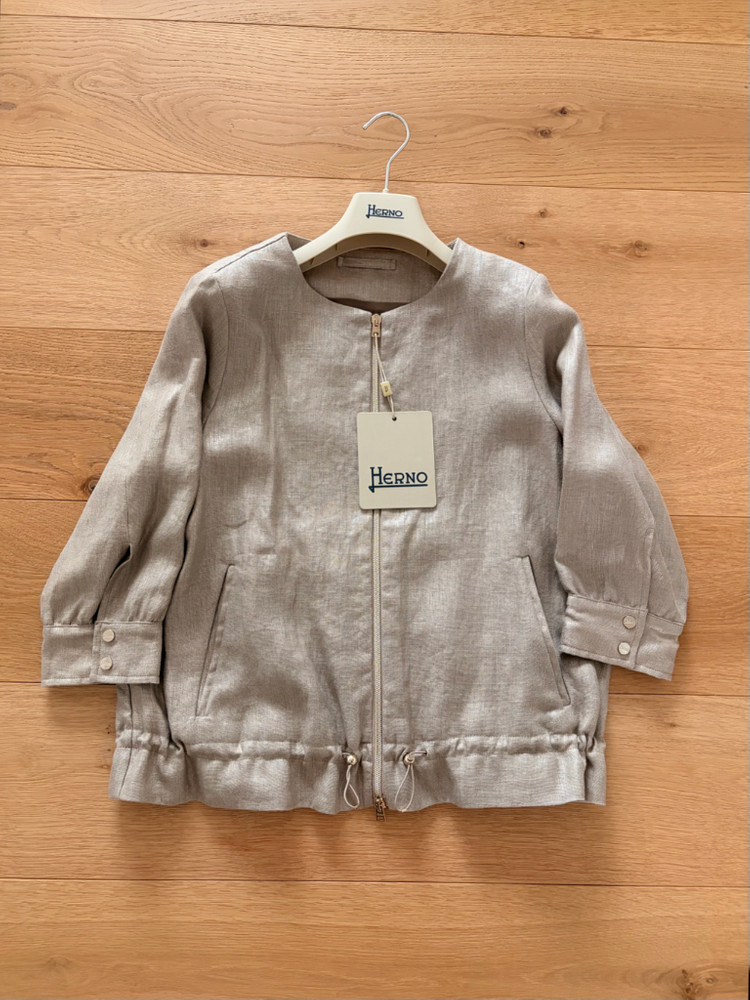 에르노 글로시 린넨 드로스트링 자켓 40사이즈 새 제품--2