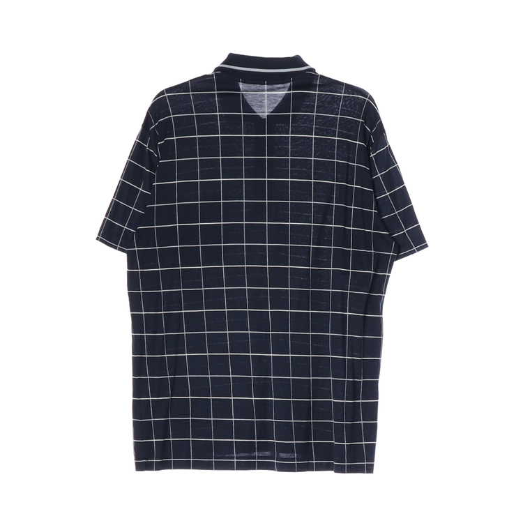 입생로랑 네이비 체크 로고 포켓 반팔 카라티 폴로 티셔츠 M--1