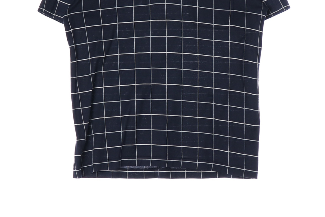 입생로랑 네이비 체크 로고 포켓 반팔 카라티 폴로 티셔츠 M--3