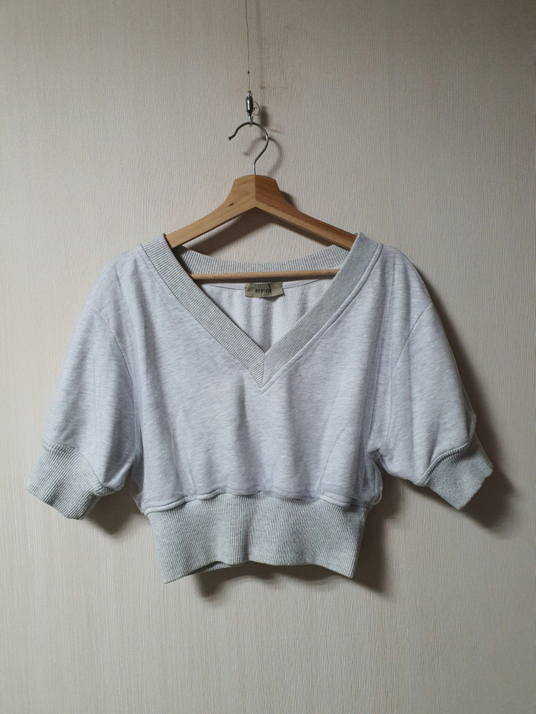 시스템 system 튤 디테일 크롭 티셔츠 프리사이즈 정품--1