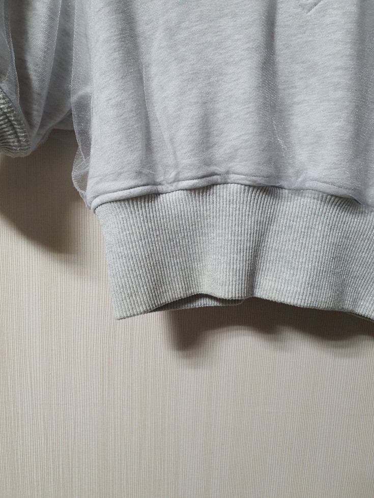 시스템 system 튤 디테일 크롭 티셔츠 프리사이즈 정품--4