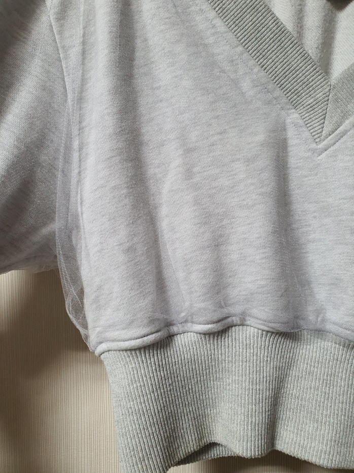 시스템 system 튤 디테일 크롭 티셔츠 프리사이즈 정품--6