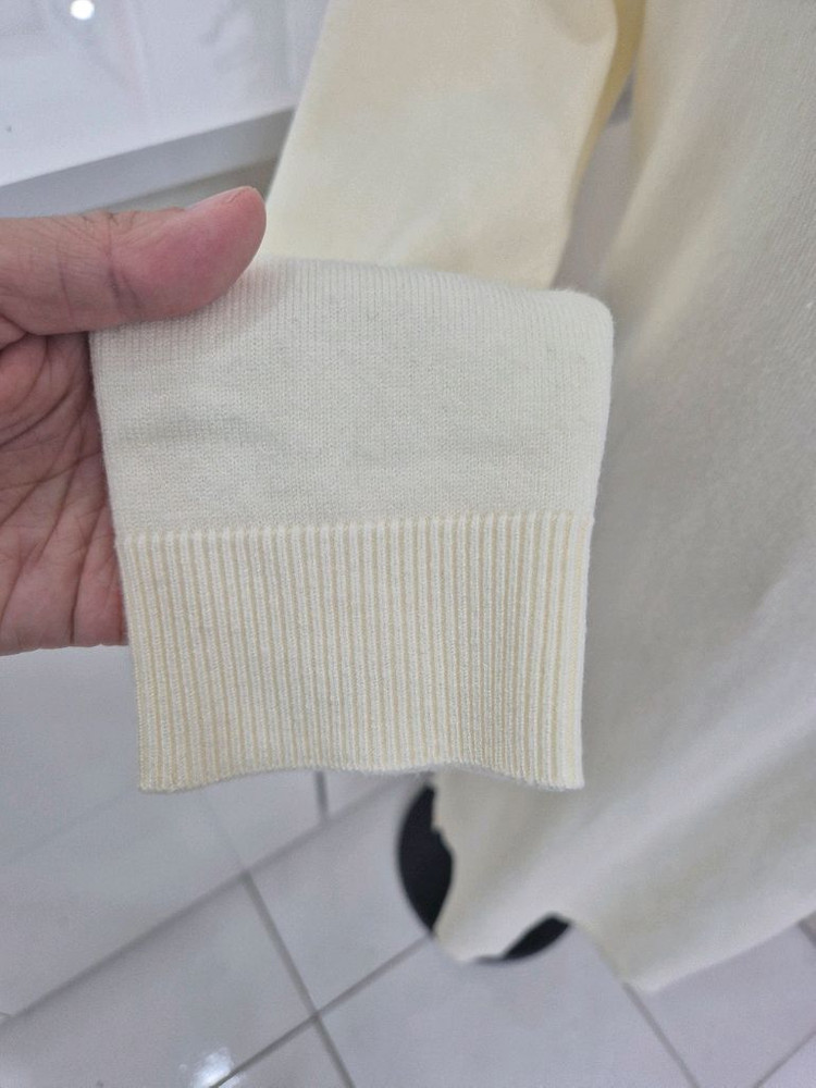 브이넥 크림 아이보리 니트 롱 원피스 (프리사이즈)--5