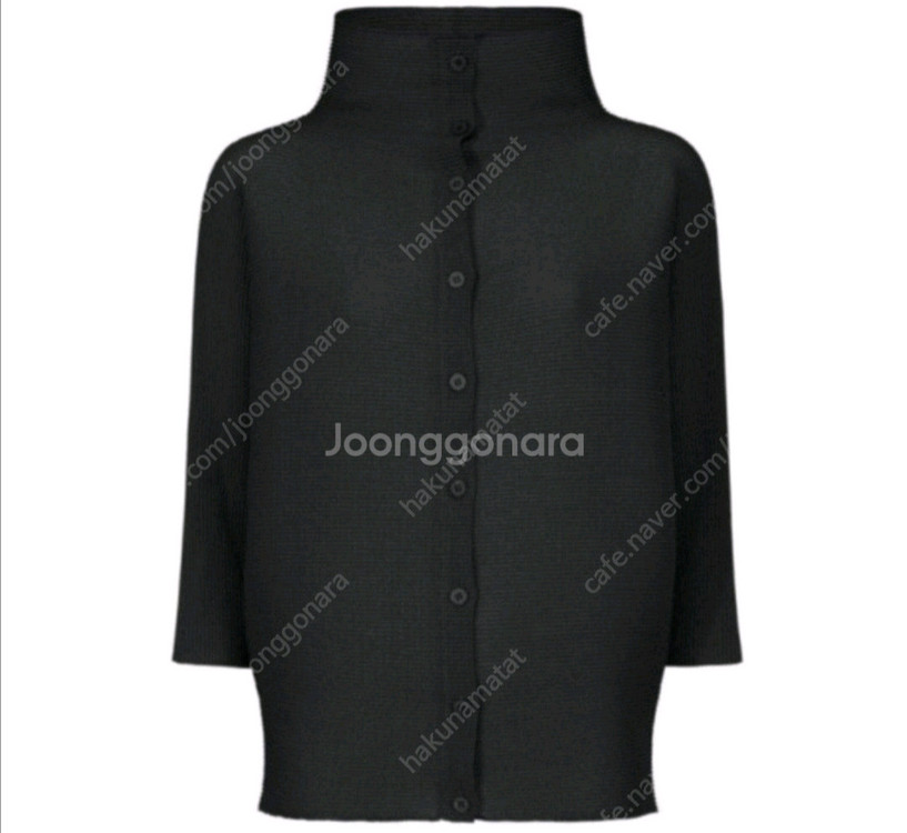 미 이세이미야케 플리츠플리즈 돌먼 스트레치 가디건 탑 블랙 새상품--0