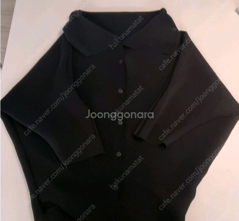미 이세이미야케 플리츠플리즈 돌먼 스트레치 가디건 탑 블랙 새상품--2