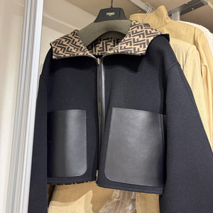 펜디 리버시블(양면) 후드 숏코트