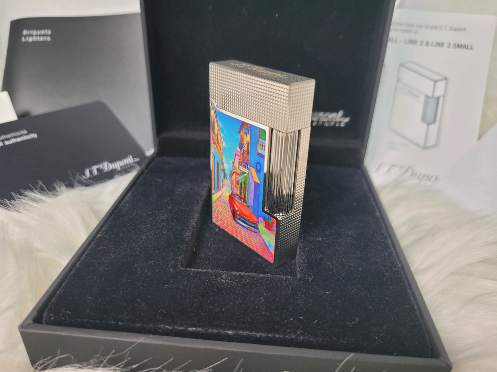 [새상품,한정판] 듀퐁라이터 라인2 신형 ca16389 하바나 쿠바 시가 컬렉션 팔라듐 백금 쌍불 듀퐁 라이타--3