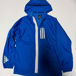 여성 아디다스 키즈 삼선 블루 후드 바람막이 M ~ 150 이미지