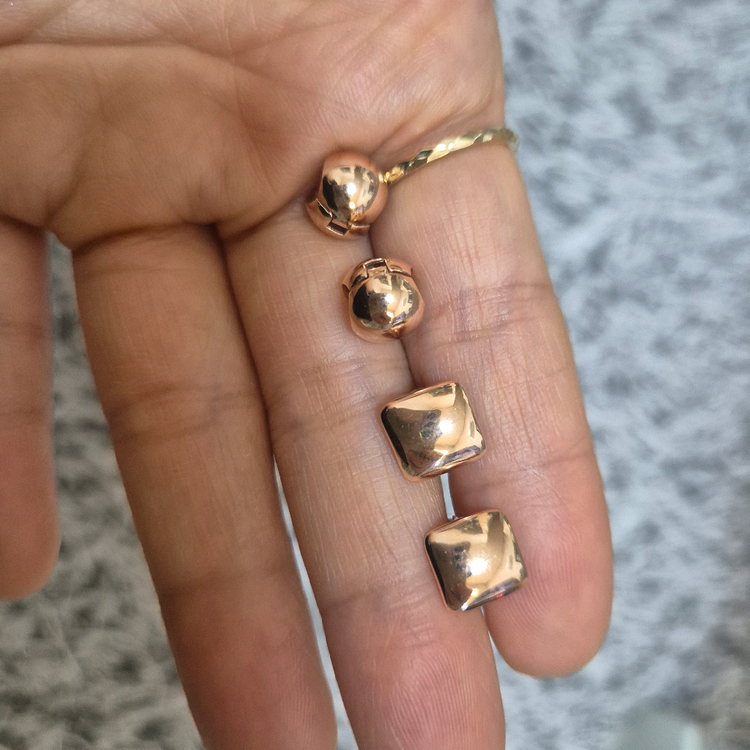 14k 로즈골드 사각 귀걸이--3