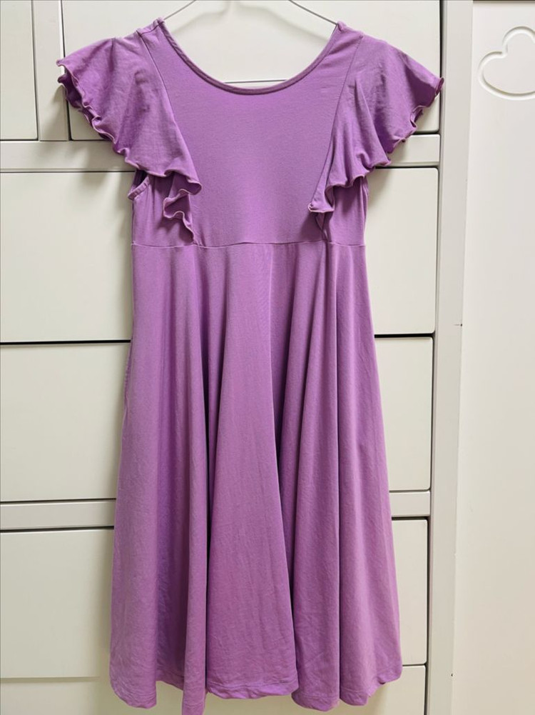 (거의새상품)브랜드여아 연보라색 여름원피스+공단리본핀 세트 일괄130(7~8세용) 이미지