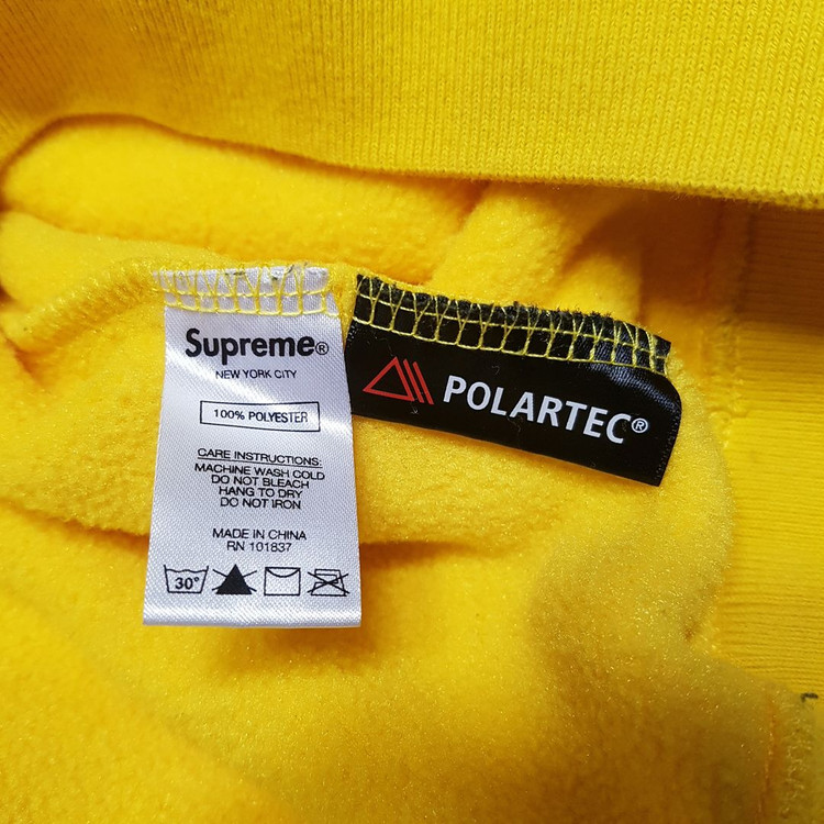 L 슈프림 폴라텍 스몰박스 로고 크루넥 옐로우 맨투맨 Supreme 이미지