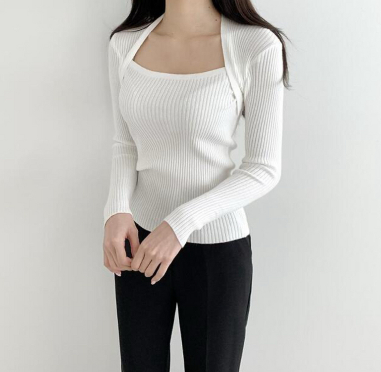 골지 볼레로 니트 긴팔 (총장 51)--0