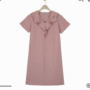 써스데이아일랜드 체크 프릴포인트 체크 원피스