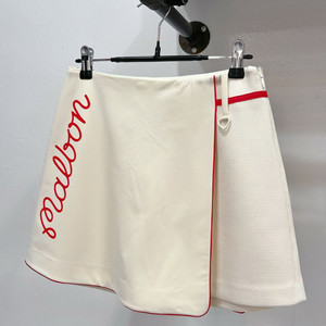 (61) 말본 크림 레터링 포인트 랩 스커트 골프반바지 숏팬츠