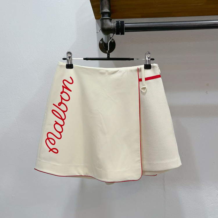 (61) 말본 크림 레터링 포인트 랩 스커트 골프반바지 숏팬츠--1