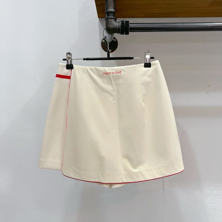 (61) 말본 크림 레터링 포인트 랩 스커트 골프반바지 숏팬츠--2