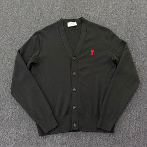 ami 아미 스몰 하트 로고 울 가디건