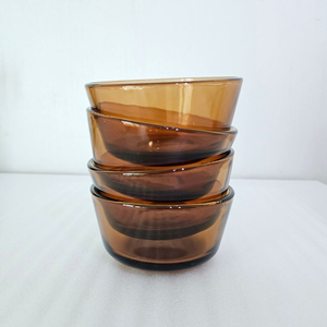 [빈티지] 앵커호킹 파이어 앰버 글라스 커스터드 4개 *일괄판매 이미지
