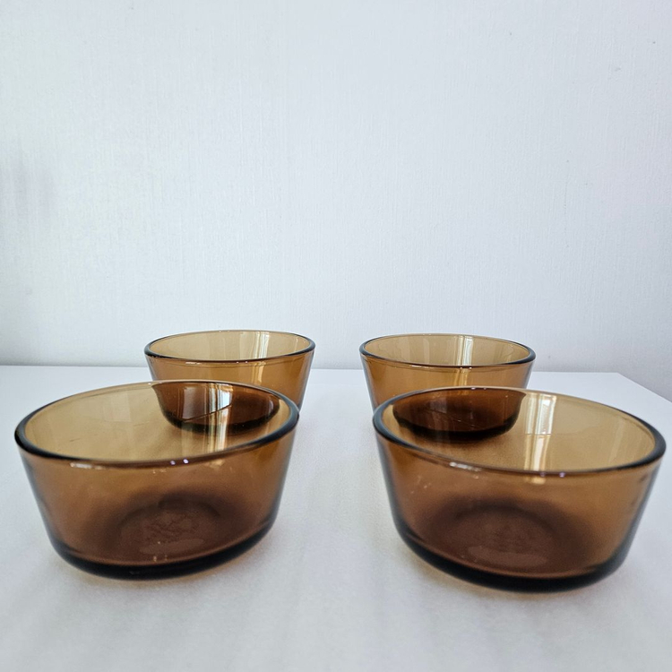 [빈티지] 앵커호킹 파이어 앰버 글라스 커스터드 4개 *일괄판매 이미지