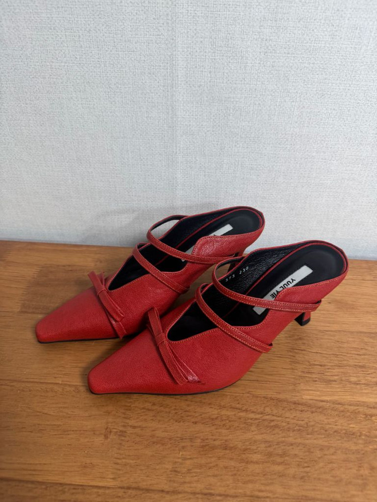 율이에 YUUL YIE 레드 리본 뮬 스틸레토 새상품 이미지