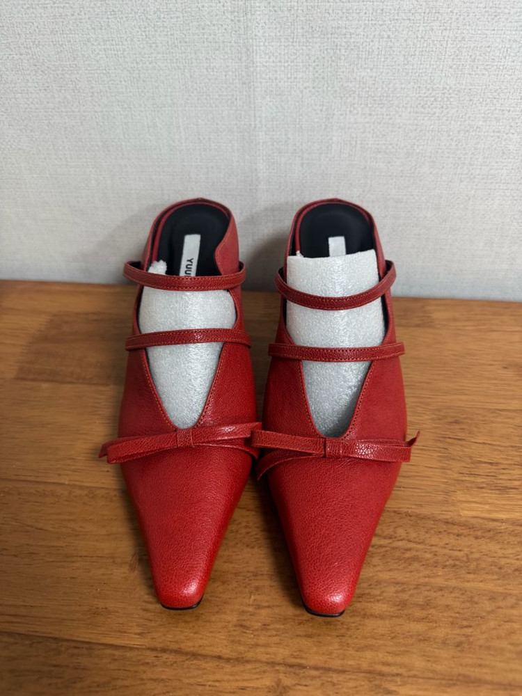 율이에 YUUL YIE 레드 리본 뮬 스틸레토 새상품 이미지