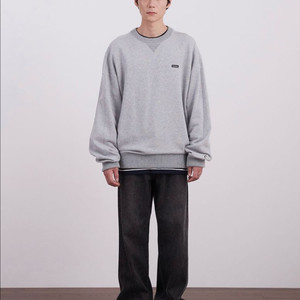 [새상품] M) 커버낫 오버핏 니트 립 맨투맨 멜란지 그레이