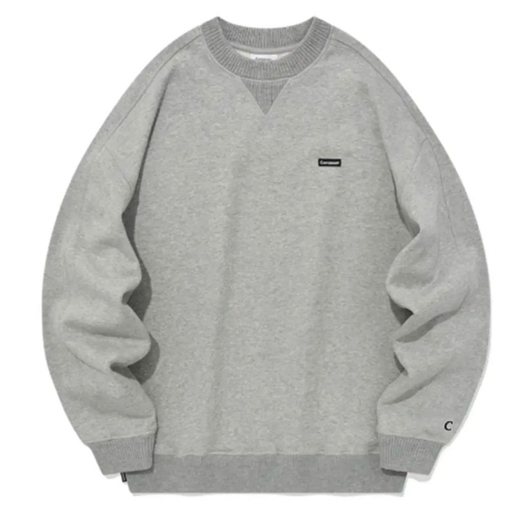 [새상품] M) 커버낫 오버핏 니트 립 맨투맨 멜란지 그레이--1