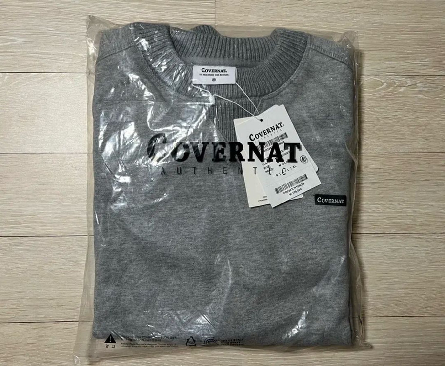 [새상품] M) 커버낫 오버핏 니트 립 맨투맨 멜란지 그레이--3