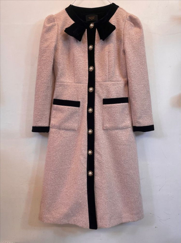 MARANT 벨벳리본 핑크 롱코트원피스:) 하객룩 데이트룩오피스룩연말룩 이미지