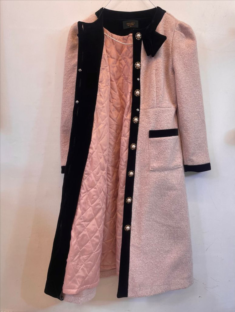 MARANT 벨벳리본 핑크 롱코트원피스:) 하객룩 데이트룩오피스룩연말룩 이미지