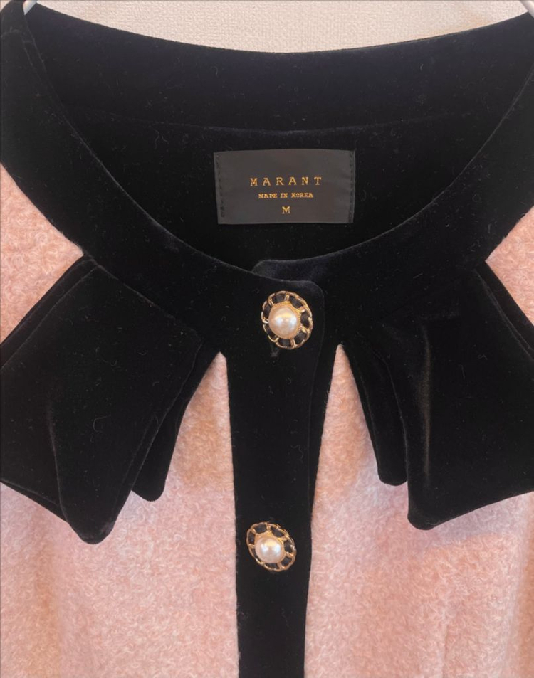 MARANT 벨벳리본 핑크 롱코트원피스:) 하객룩 데이트룩오피스룩연말룩 이미지